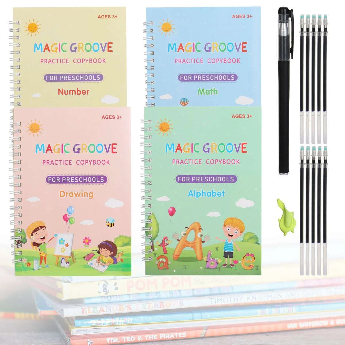 Magic Grooved Handwriting Practice Book for Kids Reusable Copybook Set
