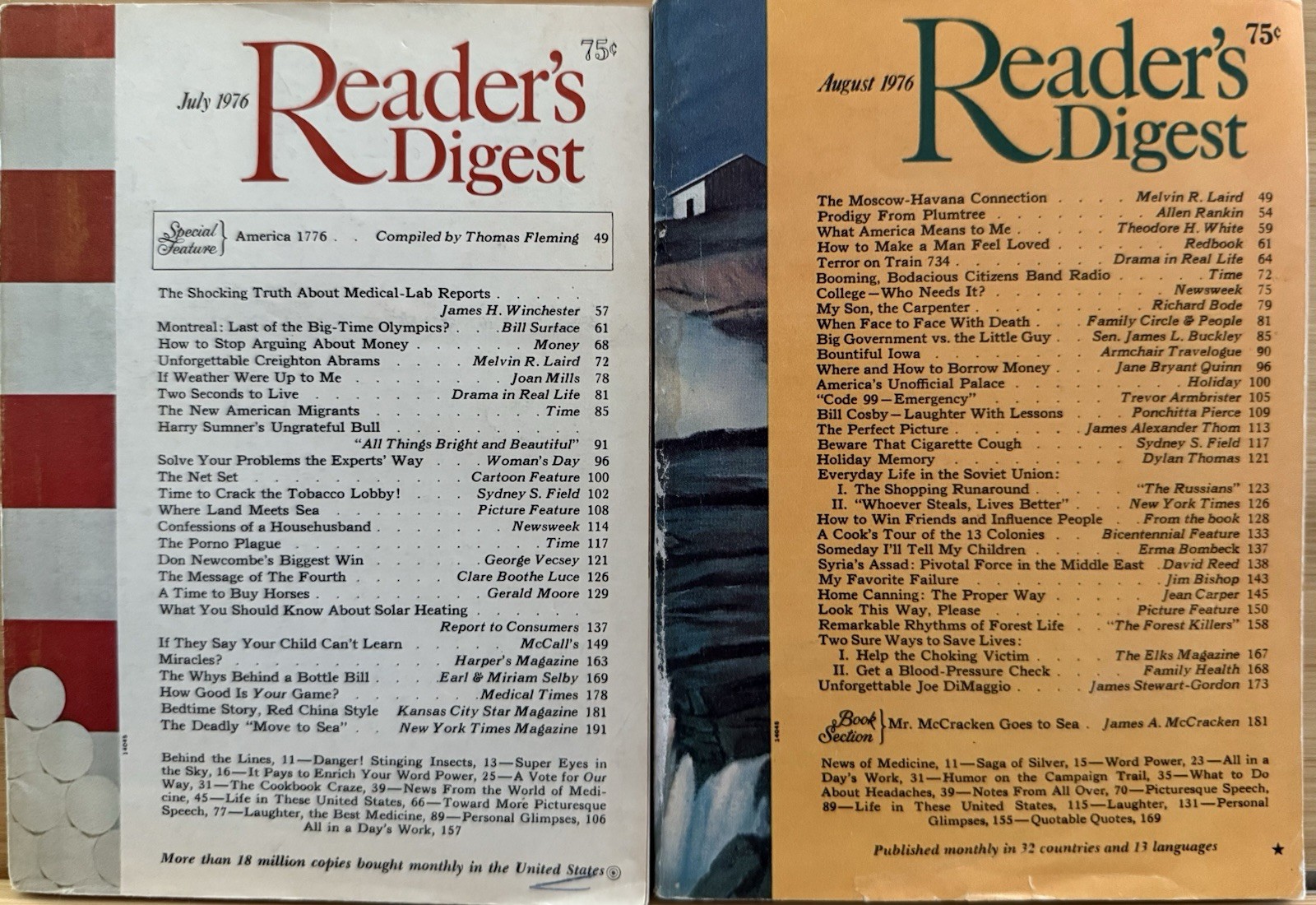 1976 July August READER&rsquo;S DIGEST MAGAZINE Vintage Retro Timeless Short Stories