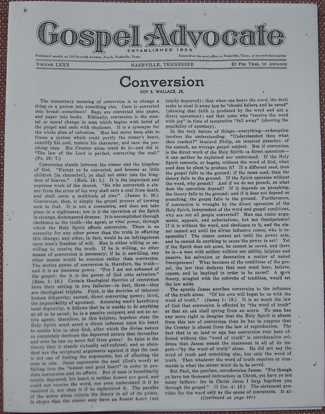 1937 GOSPEL ADVOCATE ~ SPECIAL EDITION ON CONVERSIONS ~ CHURCH OF CHRIST