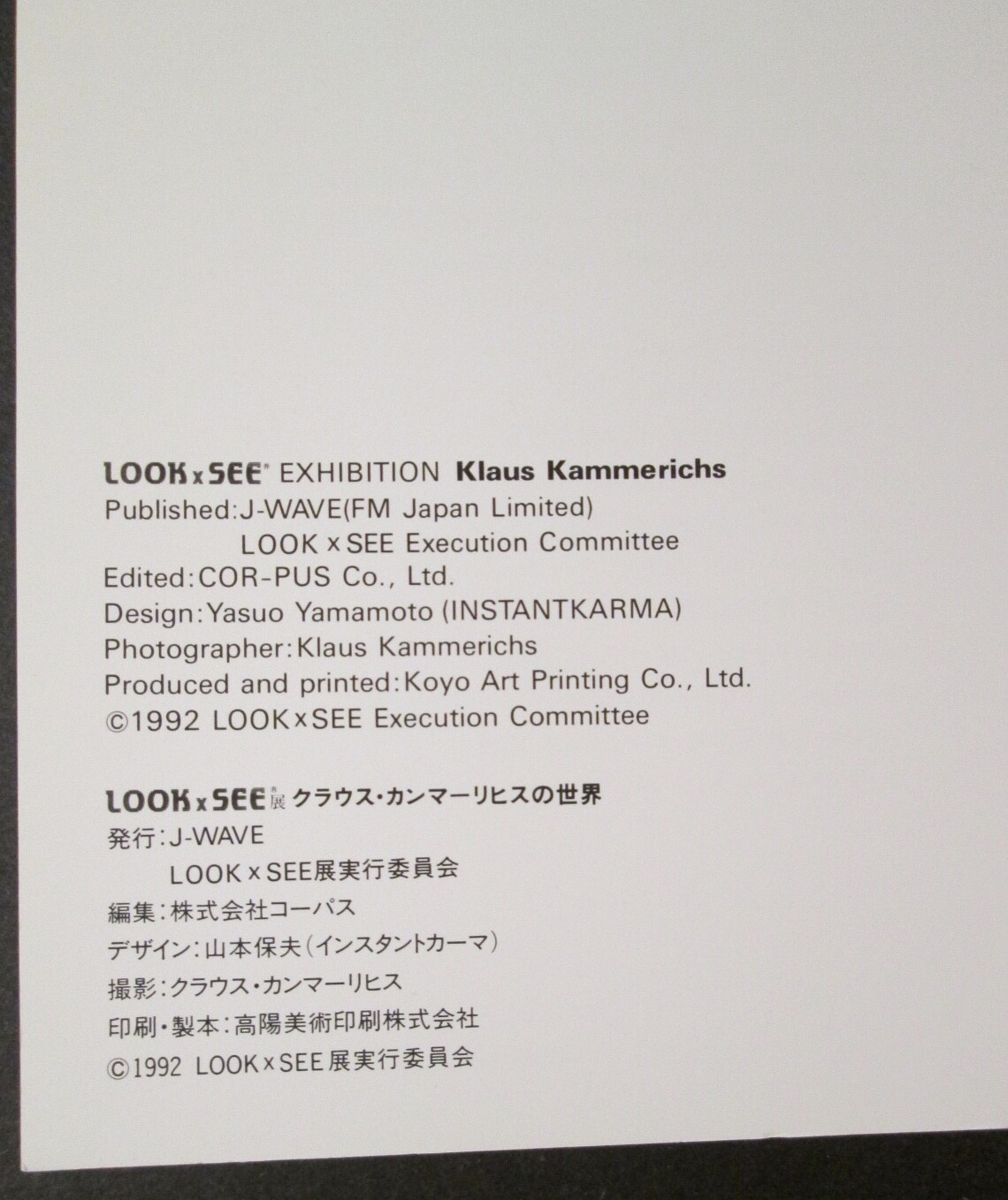Very Rare KLAUS KAMMERICHS LOOK x SEE Art Book / Catalog ~ In English & Japanese
