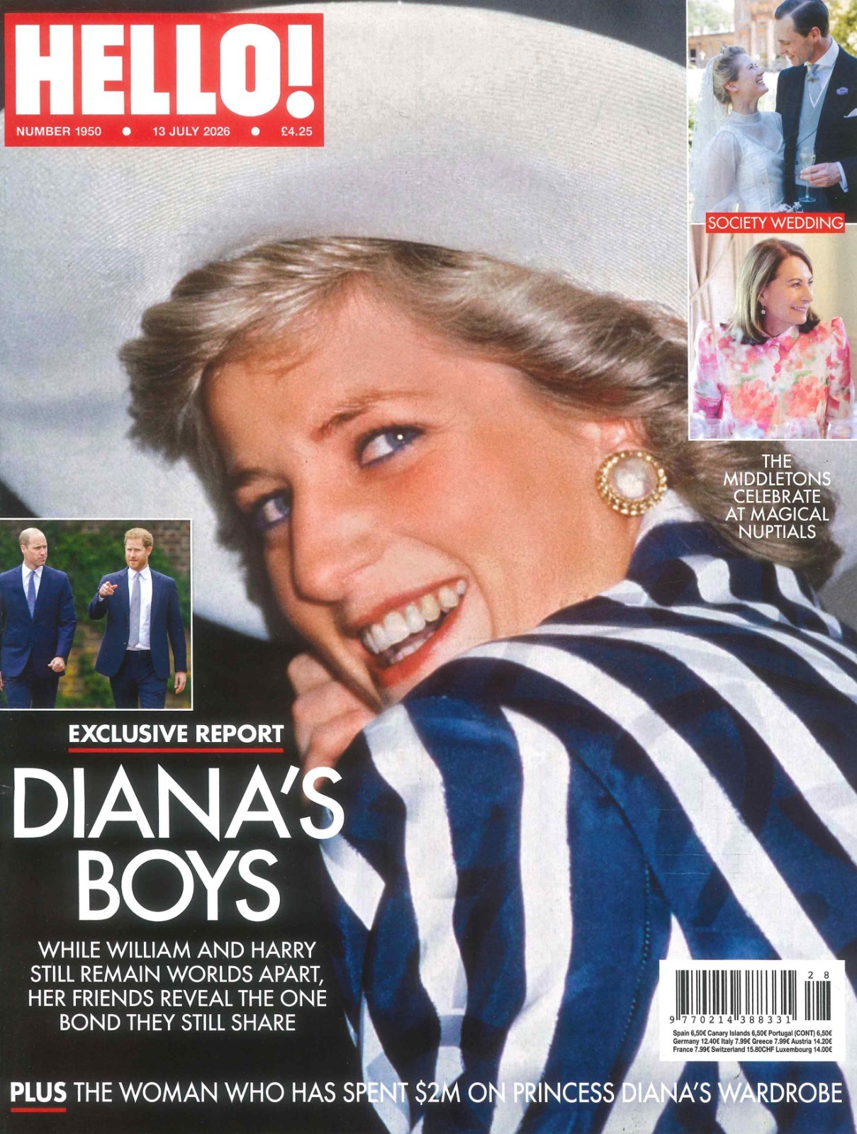 HELLO! Magazine: Princess Diana, Prince William, Harry, Kate Middleton, 13.7.26