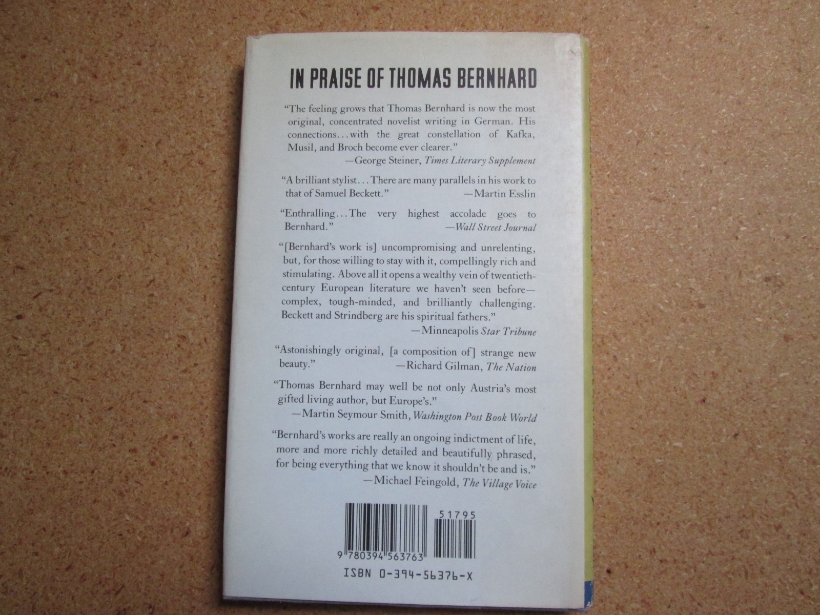 Thomas Bernhard hardback Wittgenstein&rsquo;s Nephew 1989 1st American Edition