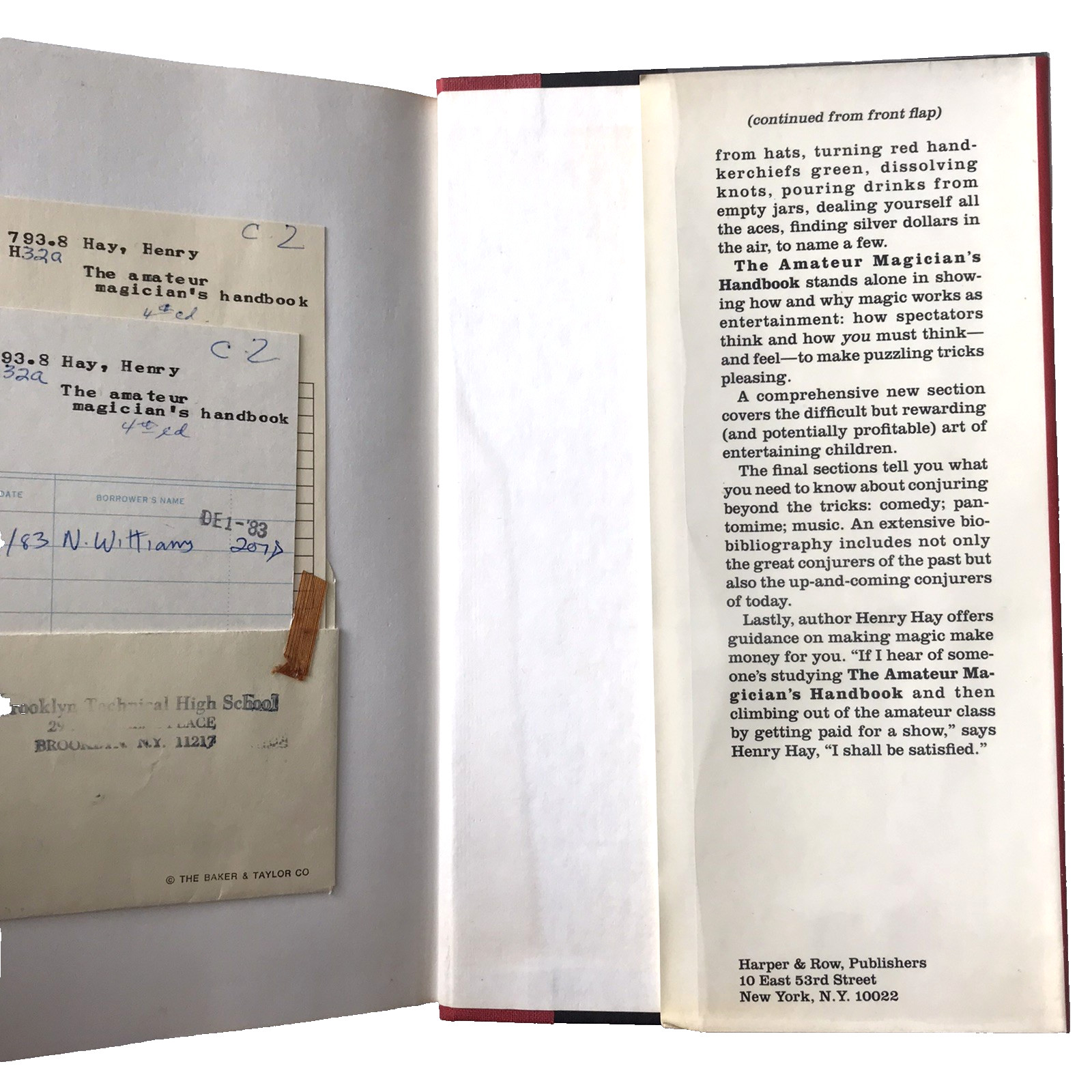 The Amateur Magician&rsquo;s Handbook by Henry Hay 4th Edition 1982 Illustrated HCDJ