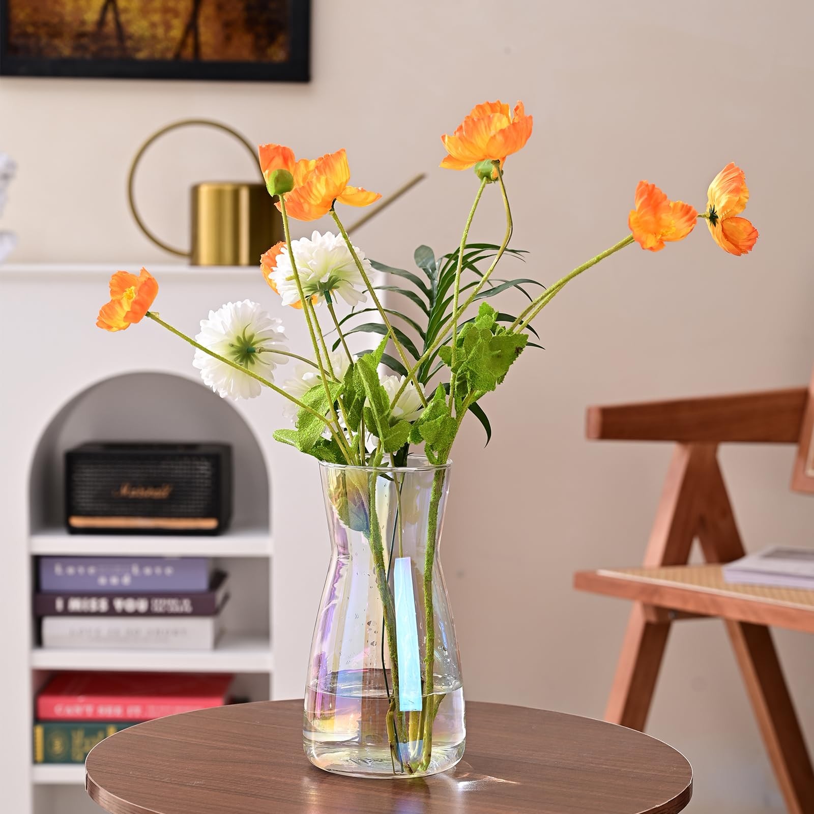 8 inch Iridescent Glass Flower Vases for 8 inches (Height),