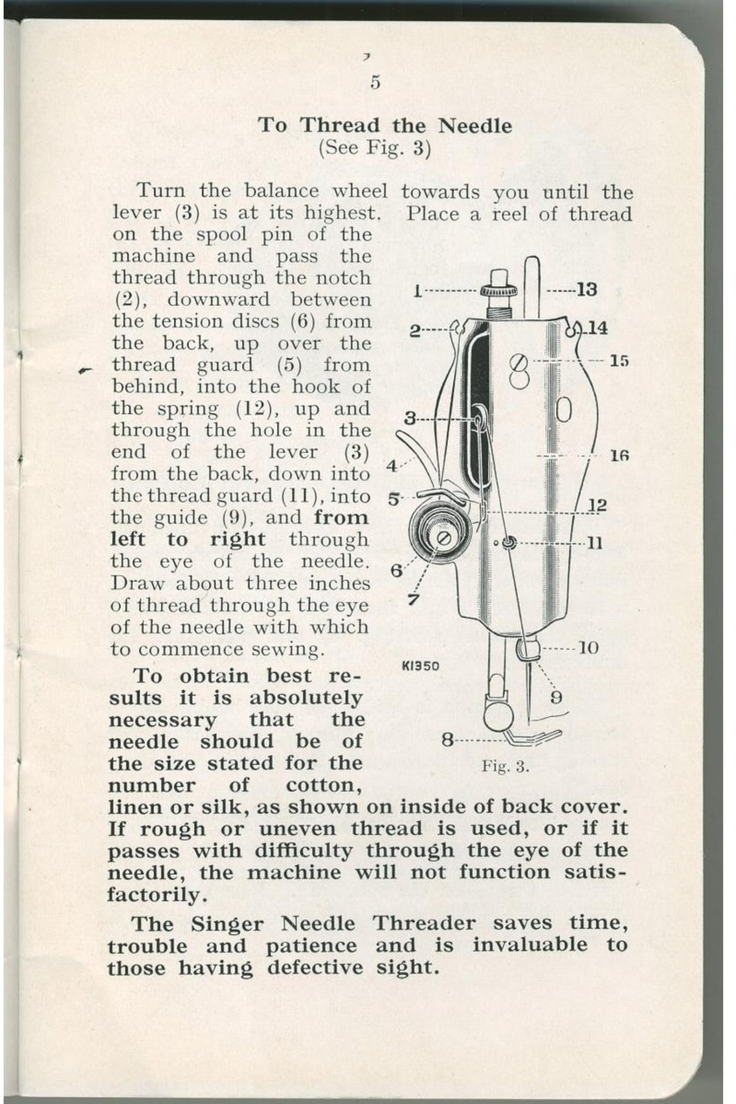 SINGER Model 15 Sewing Machine Instruction Manual – WIRE BOUND – TOUGH COVERS