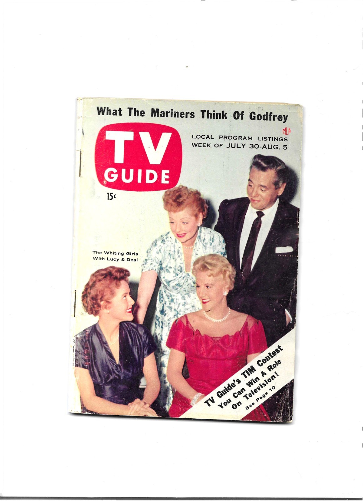 VINTAGE TV GUIDE-1955-BARBARA & MARGARET WHITING-LUCILLE BALL-NEW ENGLAND ISSUE