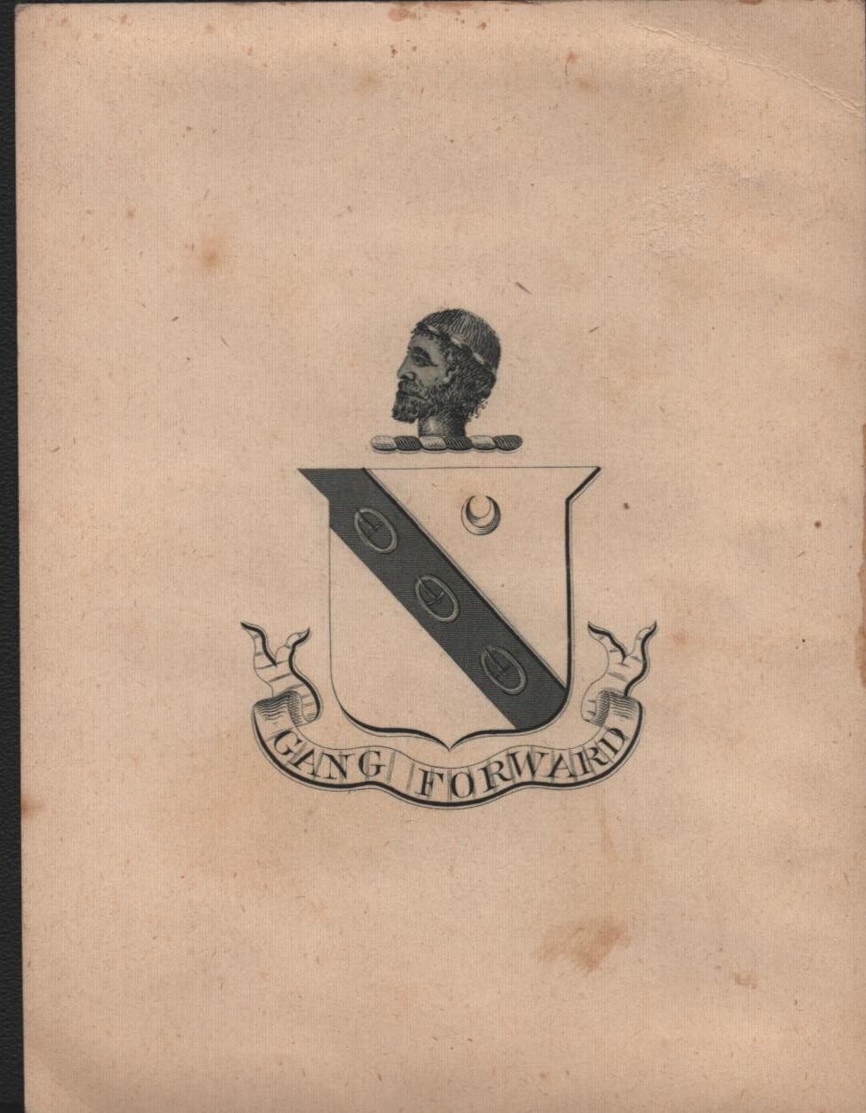 Vintage Bookplate – Gang Forward – Size: 4.25&Prime; x 3.25&Prime;