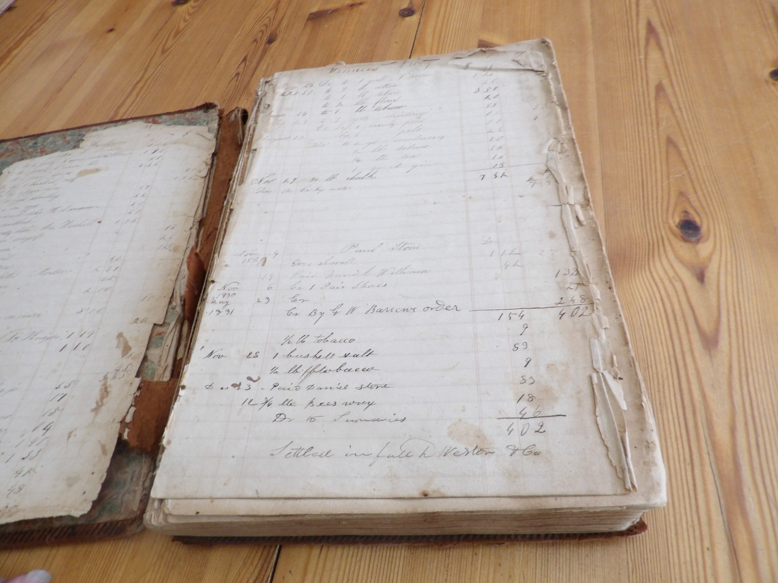 1828-1829 Account Ledger Otisfield Maine General Store, 300 pages handwritten