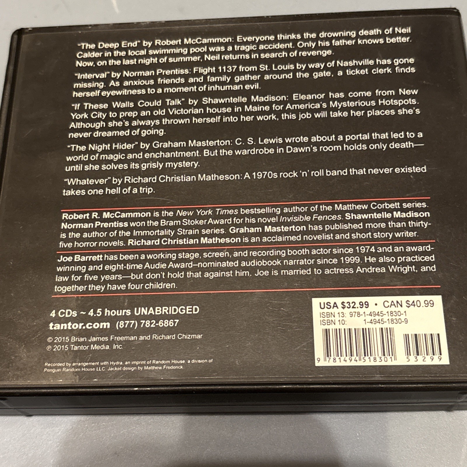 Dark Screams ) BRIAN JAMES FREEMAN SIGNED The Deep End 4 Cd Set Unabridged 2015