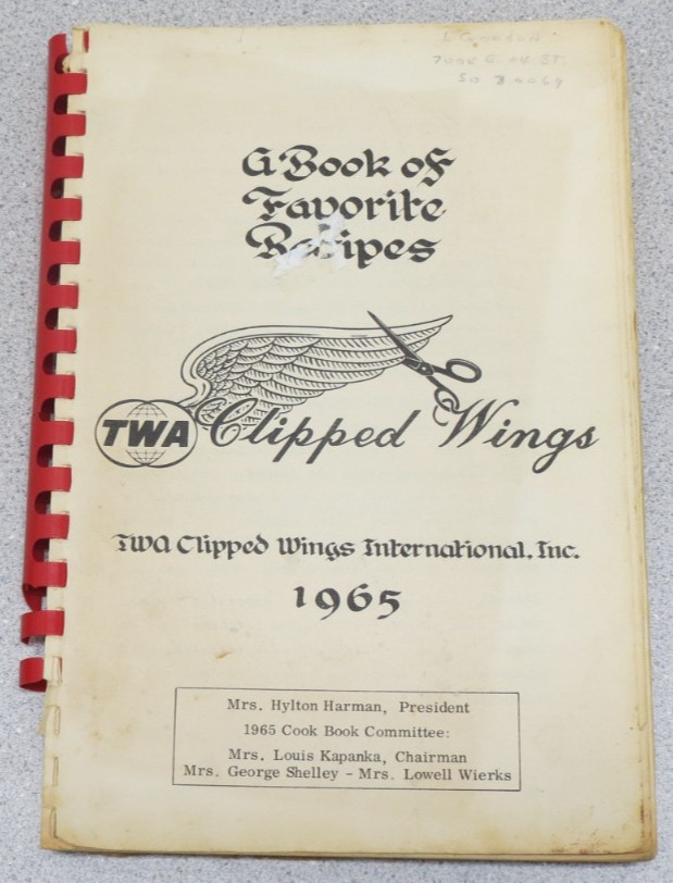 TWA Clipped Wings – A Book of Favorite Recipes Cookbook – 1965 vintage rare