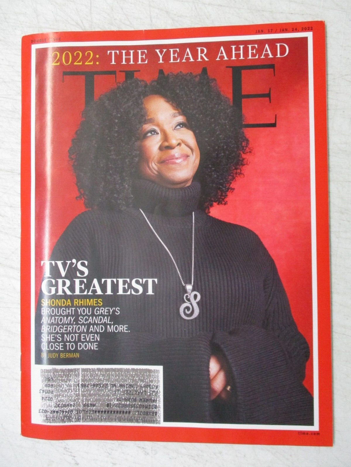 TIME MAGAZINE JANUARY 17 24, 2022 SHONDA RHIMES GREYS ANATOMY SCANDAL BRIDGERTON