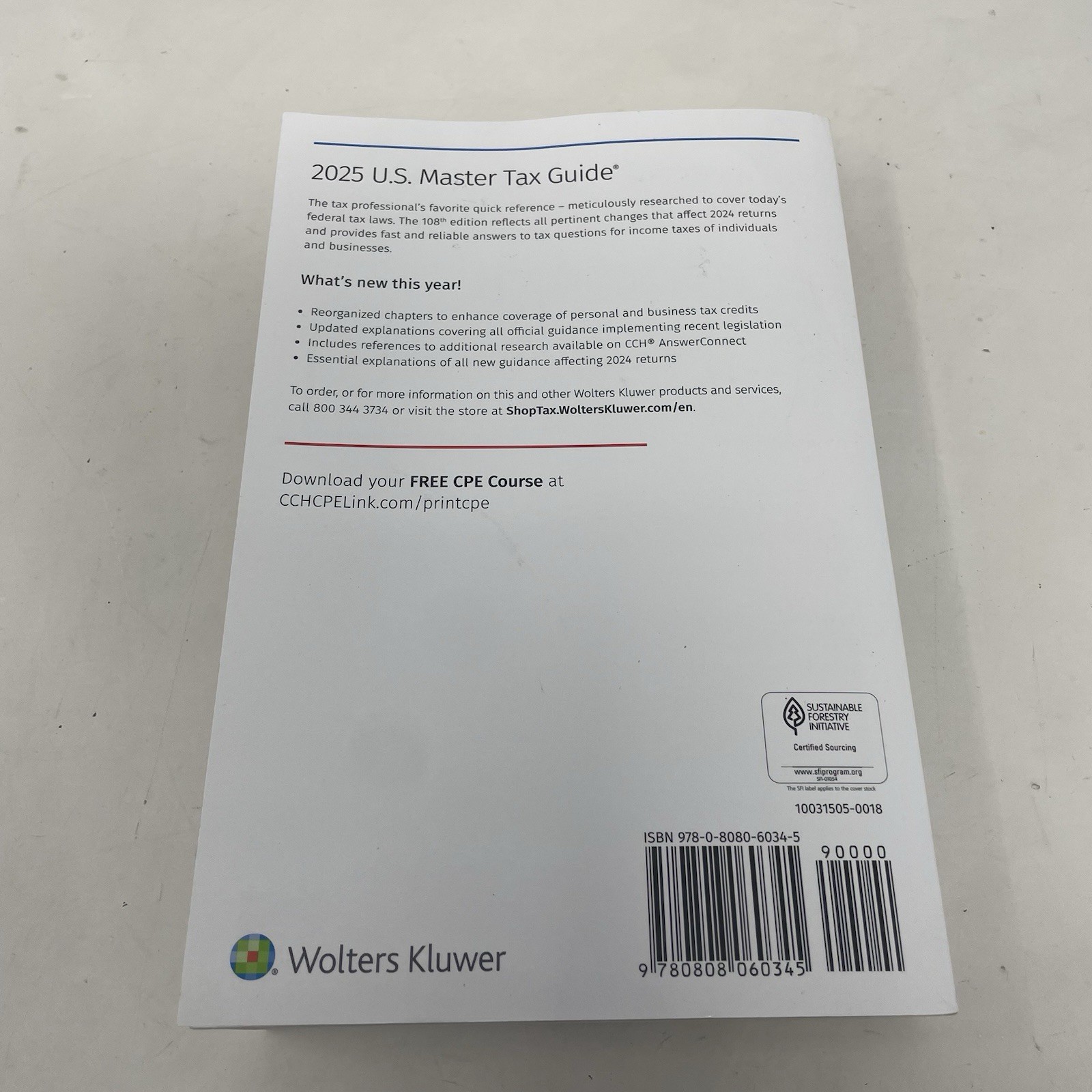 2025 U.S. Master Tax Guide 108th Edition Wolters Kluwer Tax Reference Book