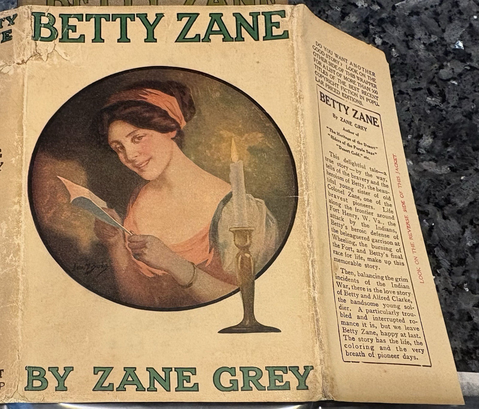 BETTY ZANE/ZANE GREY VG Grosset HC illustrated by Louis F Grant, 1914