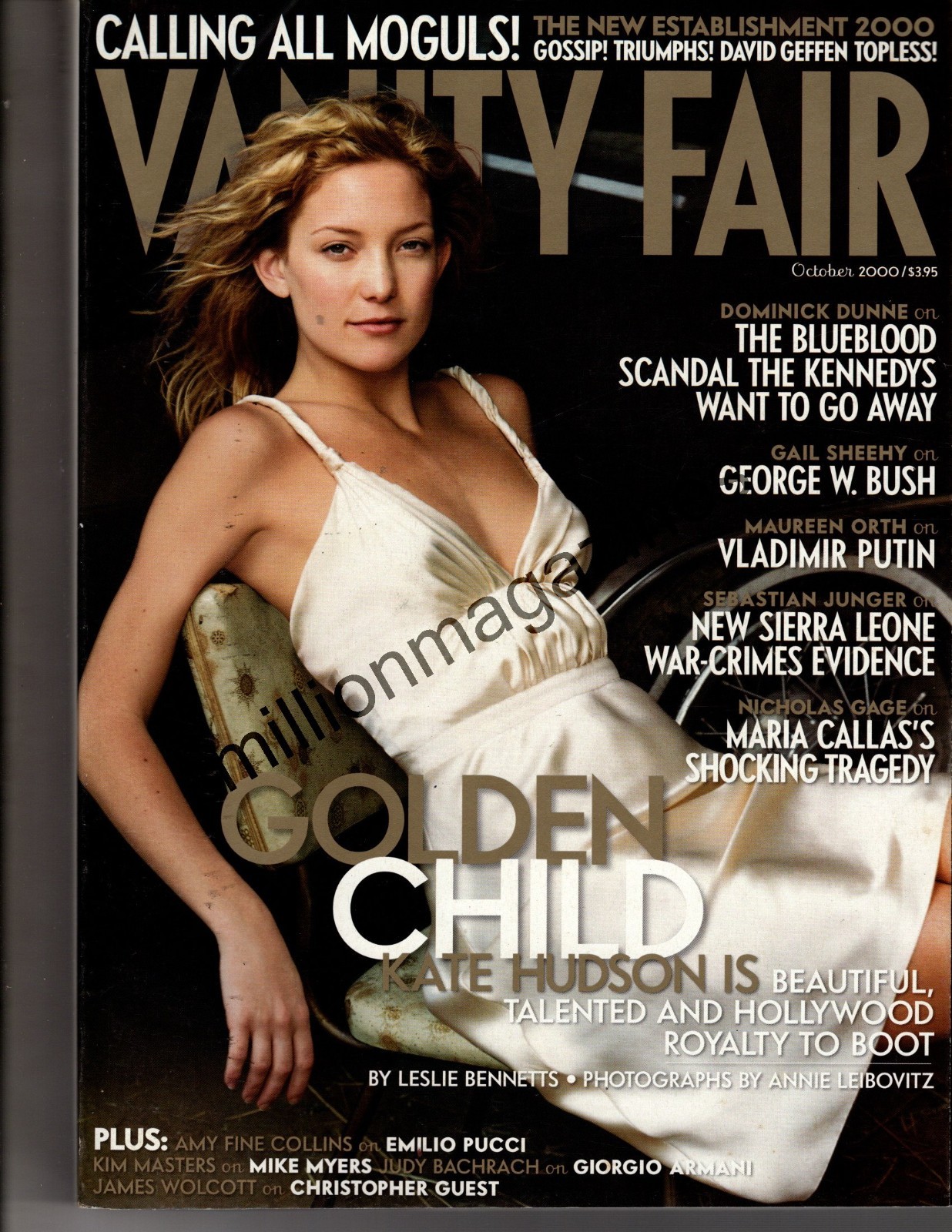 2000 Vanity Fair October-Kate Hudson;Armani; Lord of Rings; Maria Callas 426 pgs