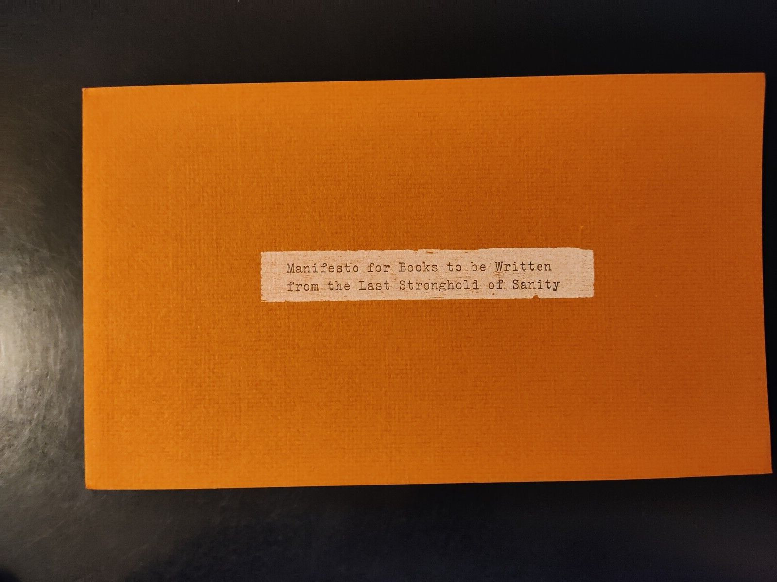 Manifesto for Books to Be Written by John Bennett 2012 First Edition Chapbook