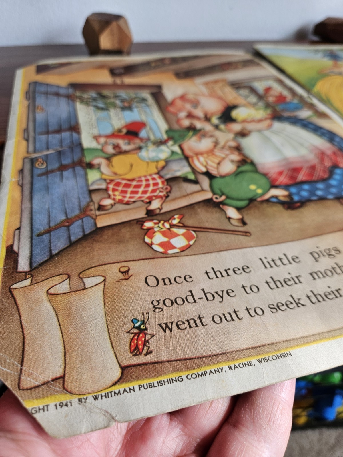 1941 Three Little Pigs – Vtg Linen Book by Whitman Publishing #922