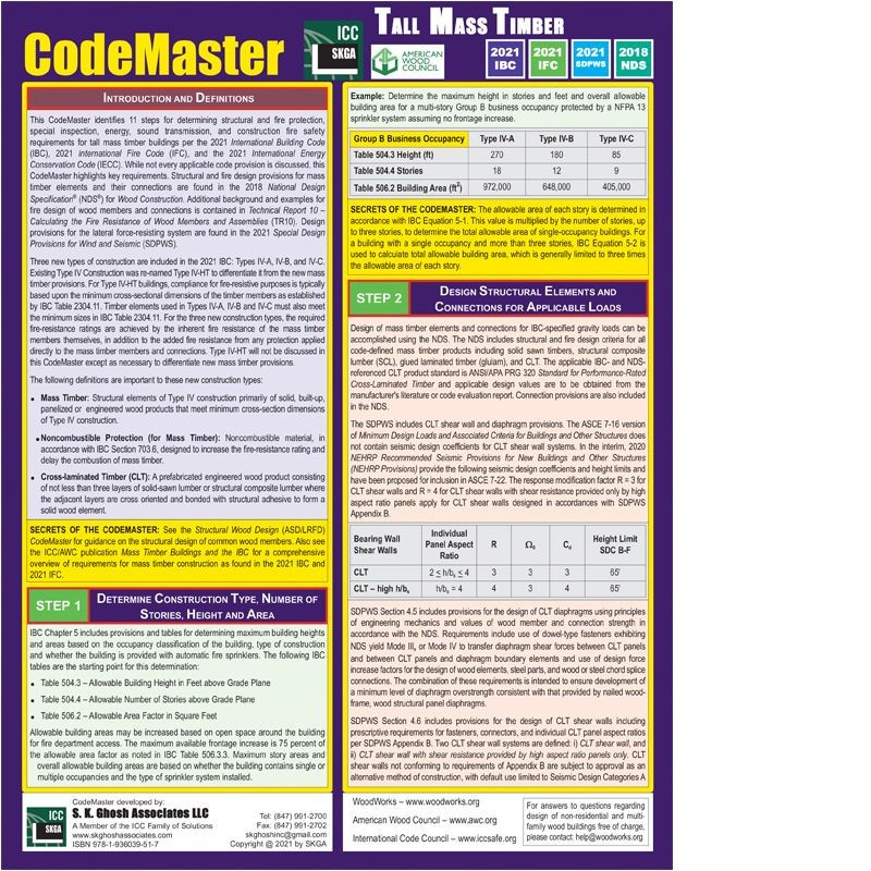 CodeMaster – Design of Tall Mass Timber (2021 IBC, 2021 IFC, 2021 SDPWS, 2018 ND