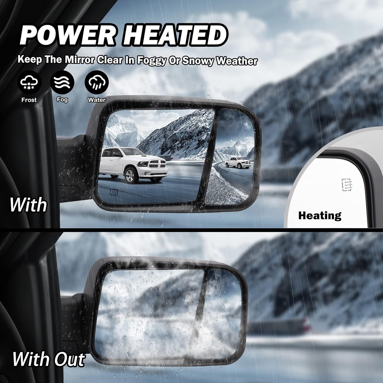 Passenger Side Mirror Compatible with 2009-2018 Dodge Ram 1500,2010-2018 Dodge R