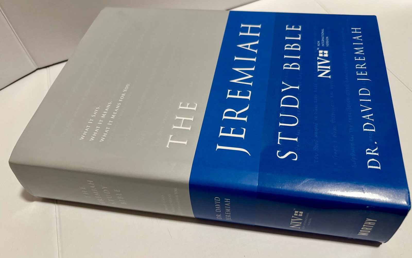 Jeremiah Study Bible NIV Hardcover Gray/Blue Like New w/ Jacket! Great Gift!
