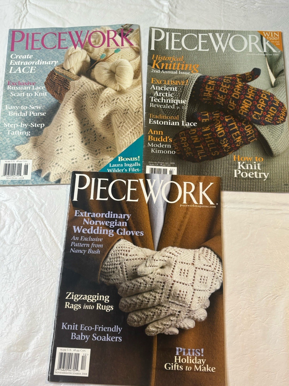 Lot x 9 Piecework Magazines 2002 2003 2005 2007 2008 Patterns Crafts Hobbies
