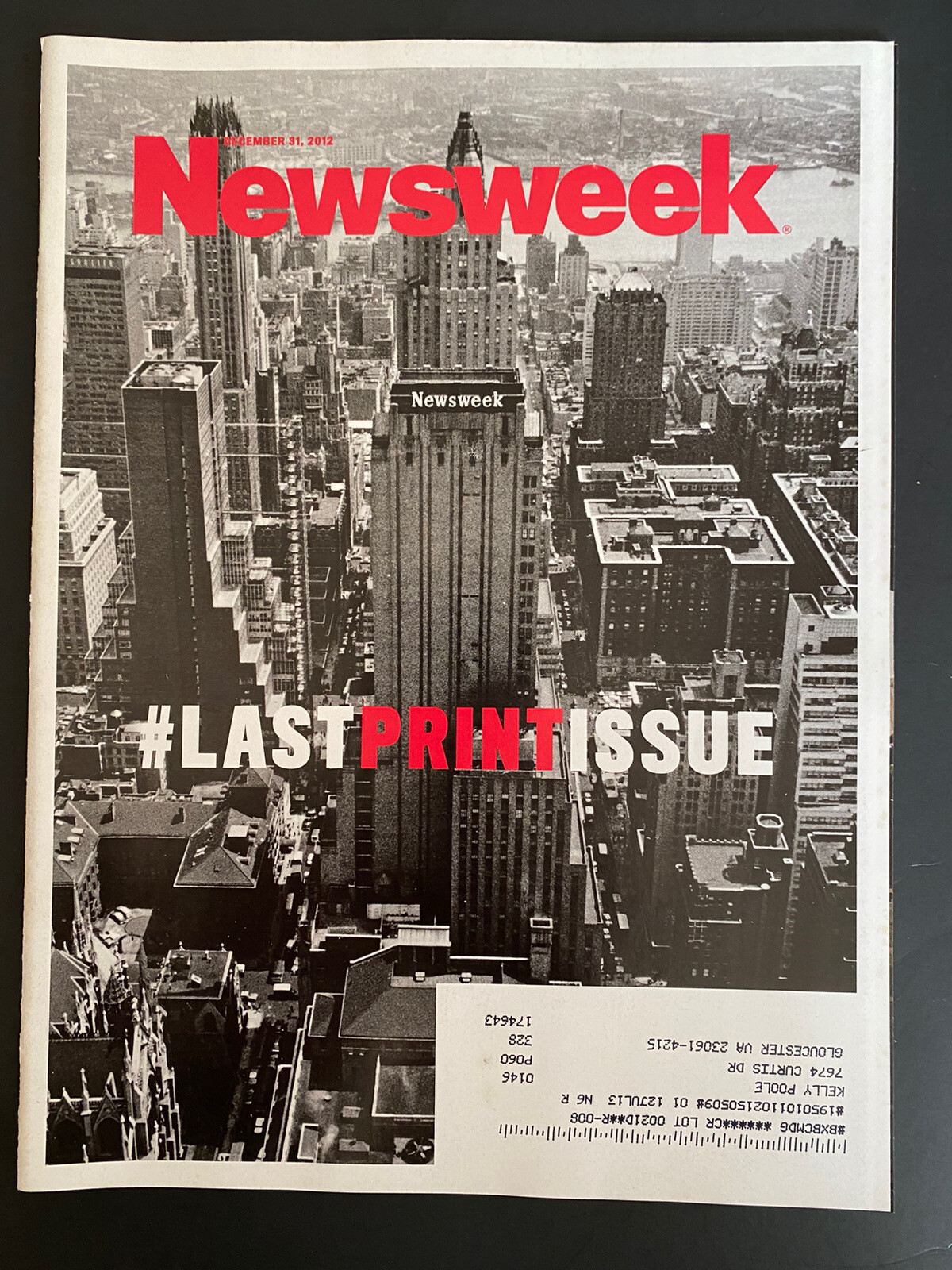 Newsweek Magazine News Week December 31, 2012 The Last Print Issue