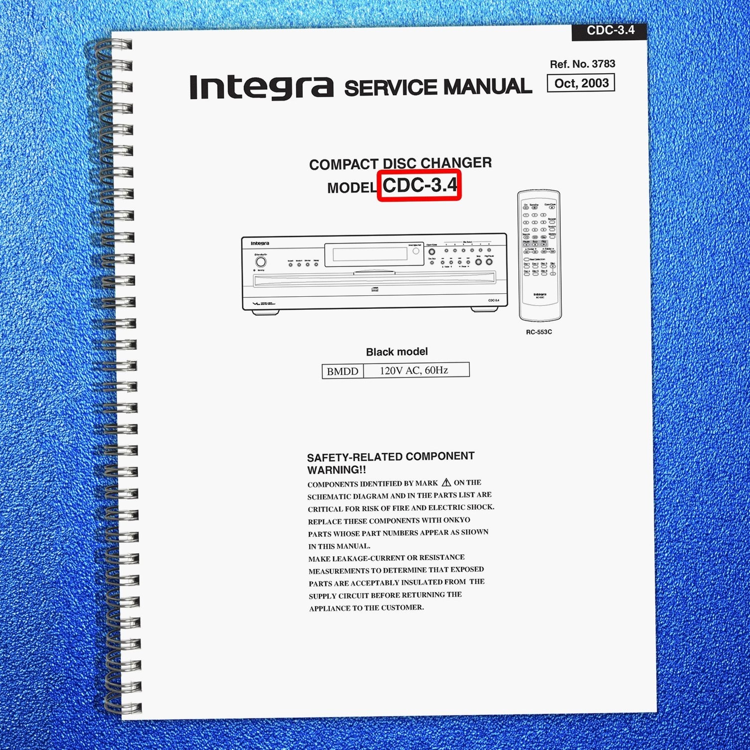 INTEGRA ONKYO CDC-34 Compact Disc Changer Service Manual 2003, FOLDOUTS