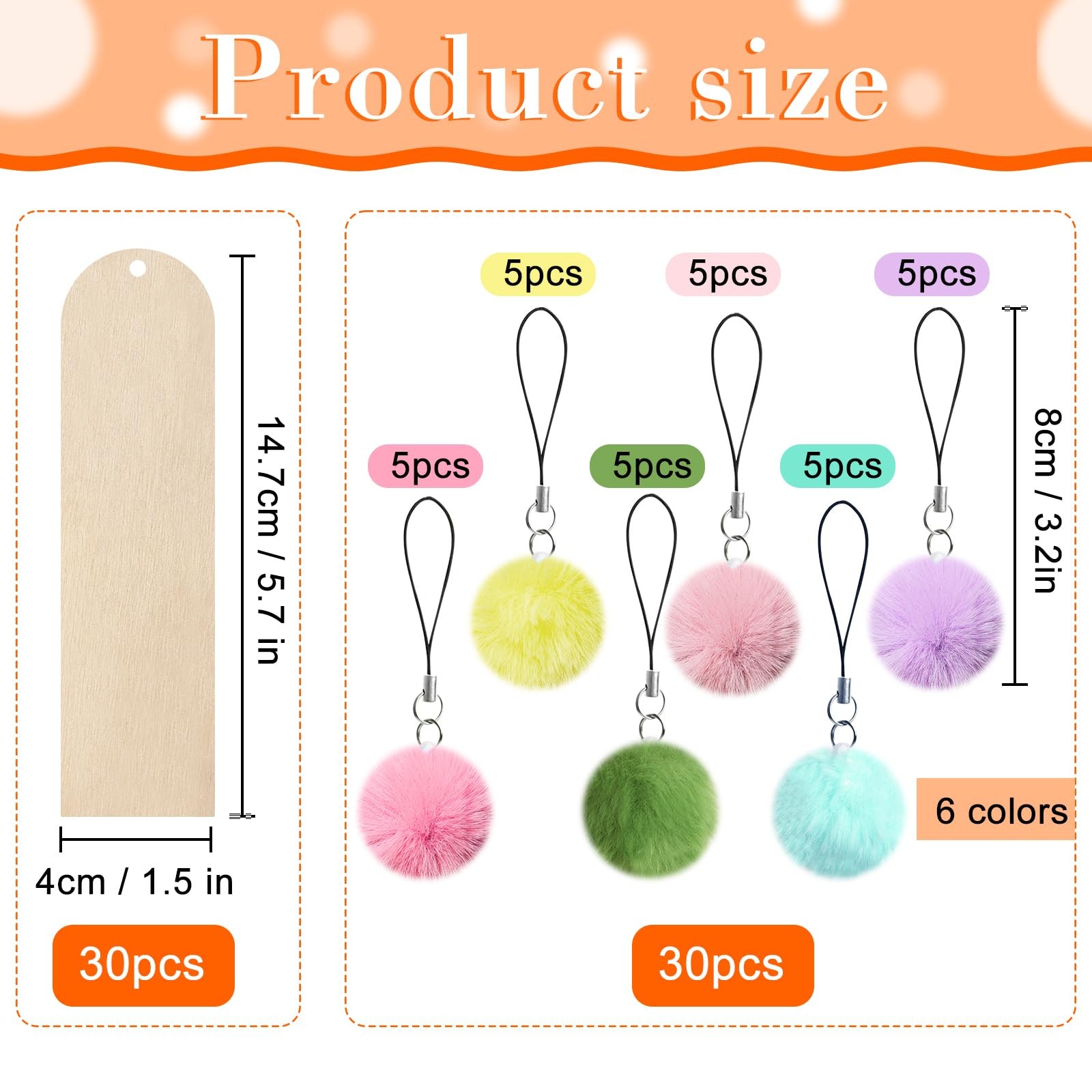 SBYURE 30 Pcs Wooden Bookmark,5.7×1.5 in Blank Bookmarks to Decorate Wood
