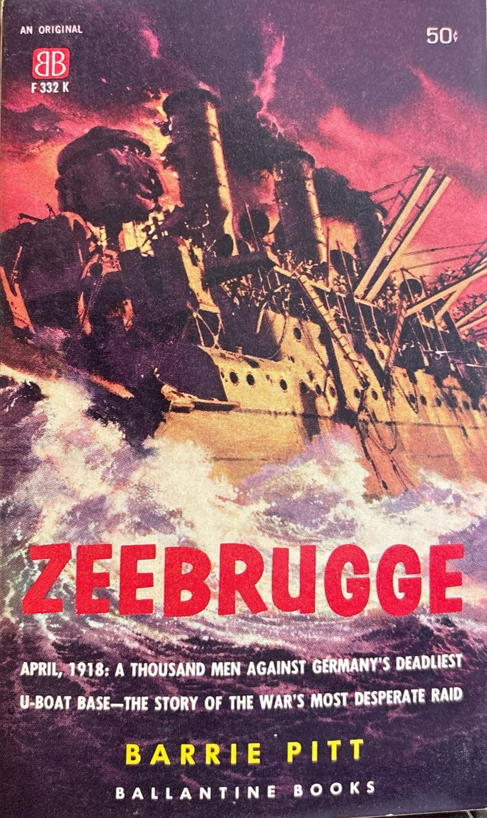 Zeebrugge by Barrie Pitt 1959 Ballantine F 332 K Paperback