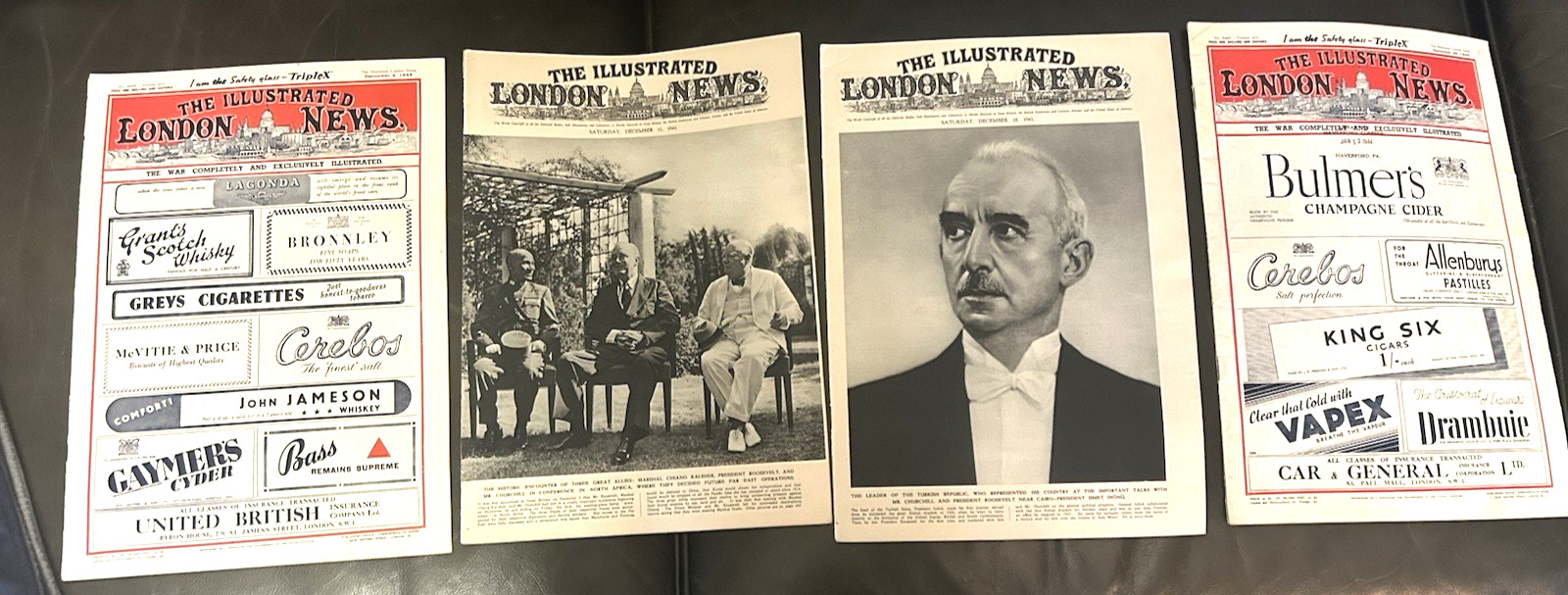 THE ILLUSTRATED LONDON NEWS all 4 are from December 1943 LOTS of Pic & News WW2