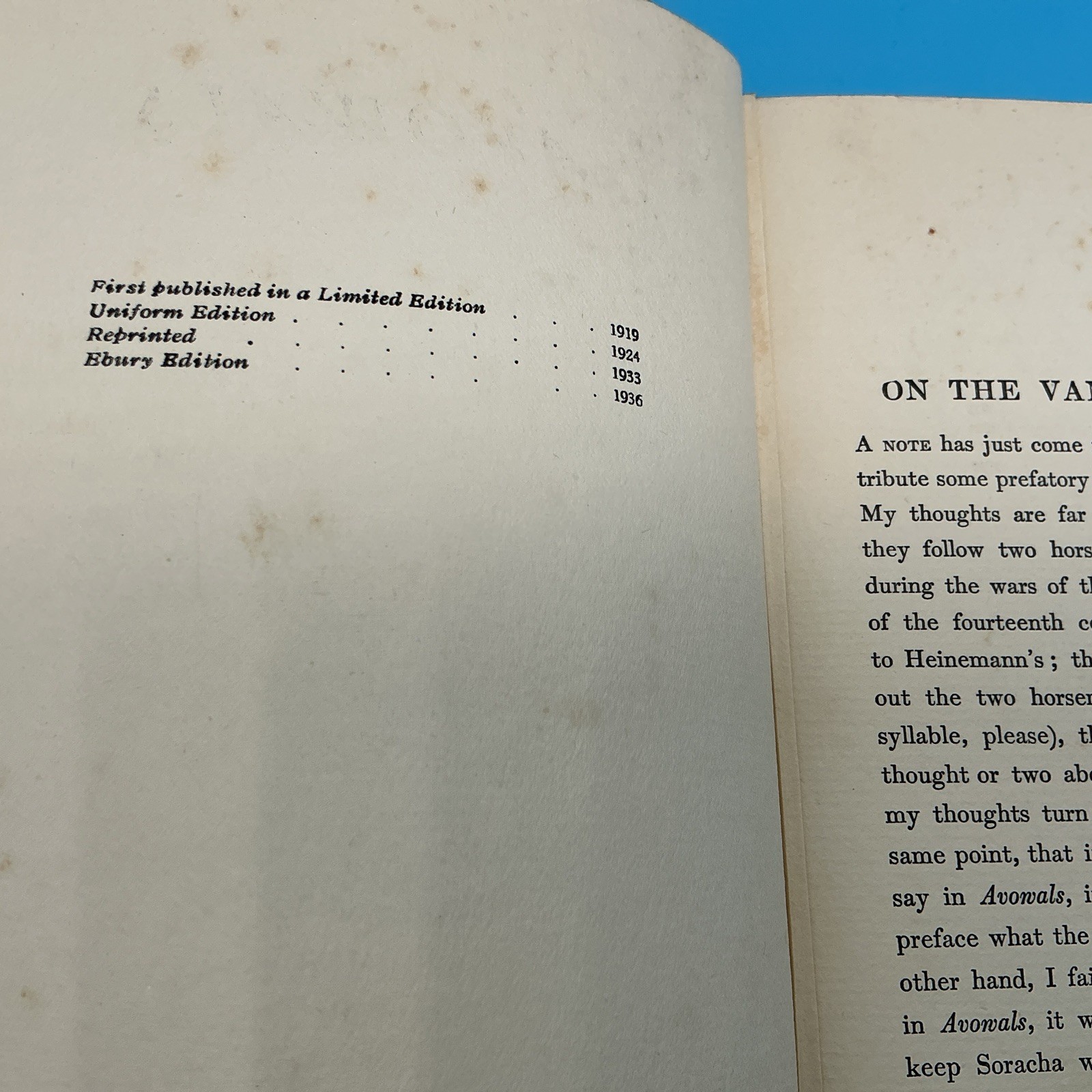 The Works Of George Moore. Avowals. Ebury Heinemann Edition 1936