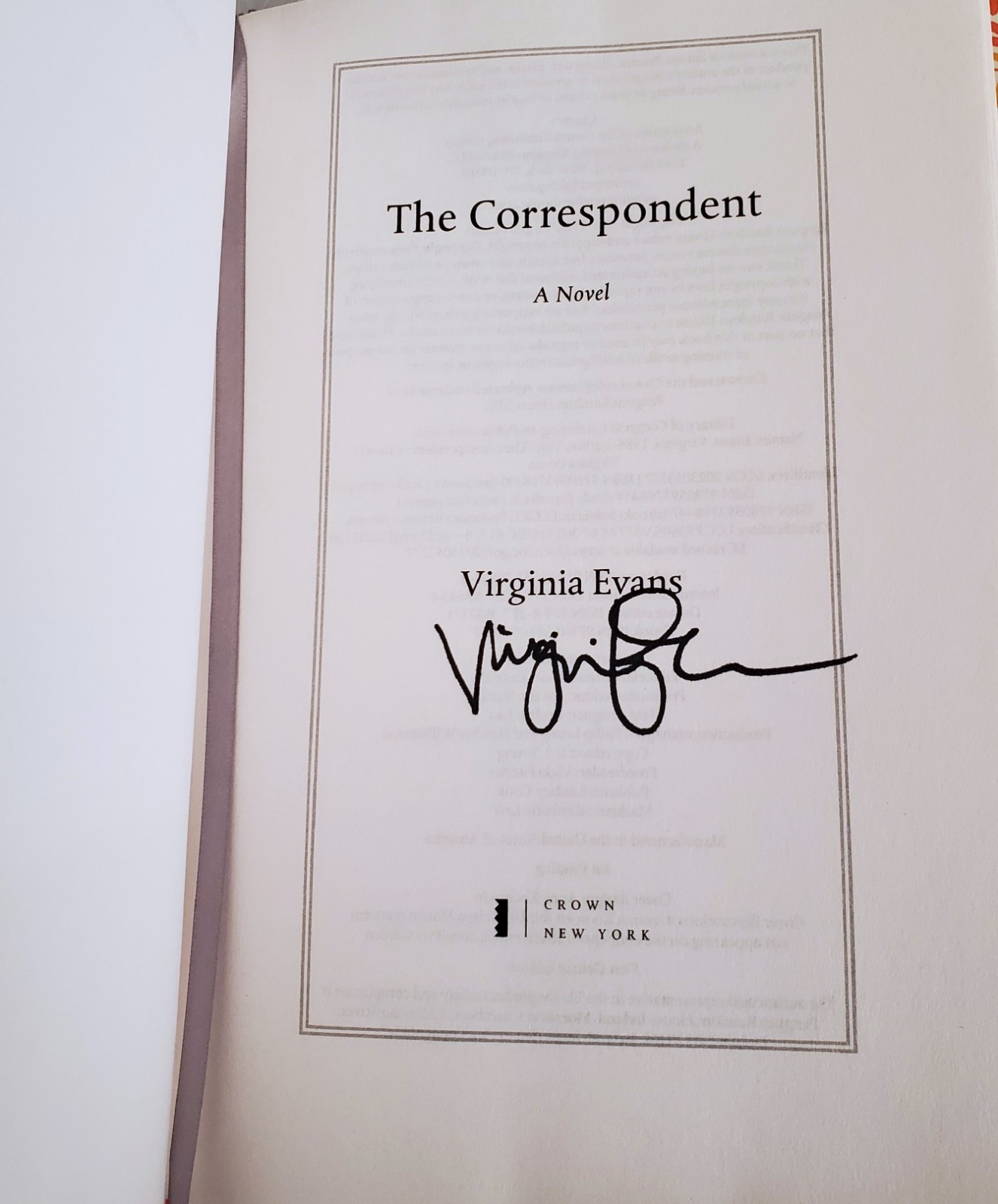 *Signed* THE CORRESPONDENT Virginia Evans 2026 First Deluxe Edition HC 1st Print