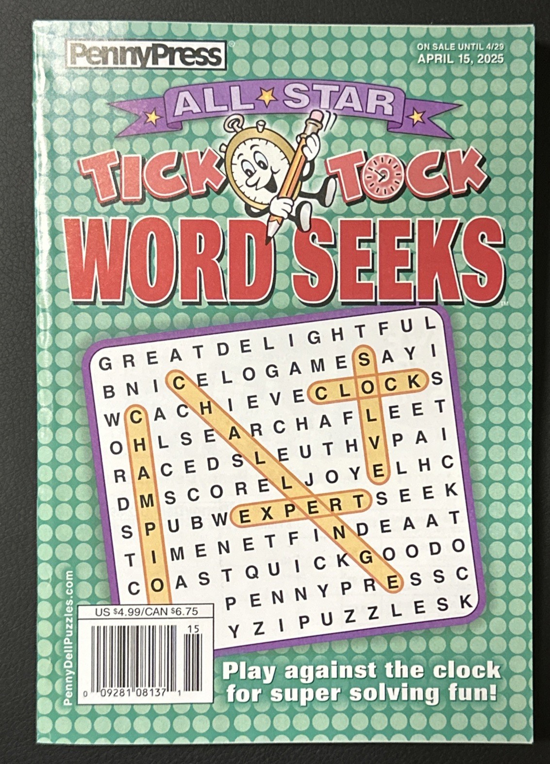 Penny Press Tick Tock Word Seeks Magazine April 15th 2025