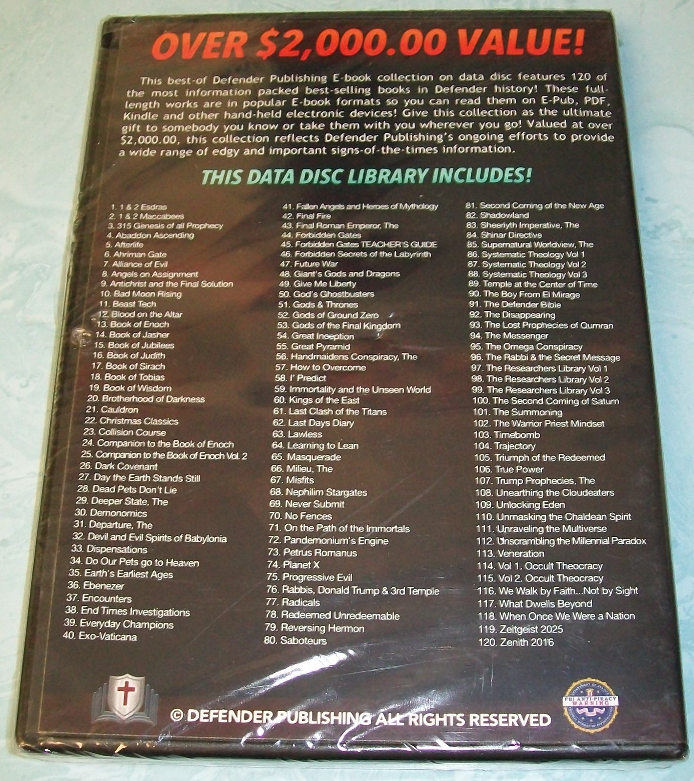Defender Publishing 120 E-Book Collection PDF CD New Unopened!