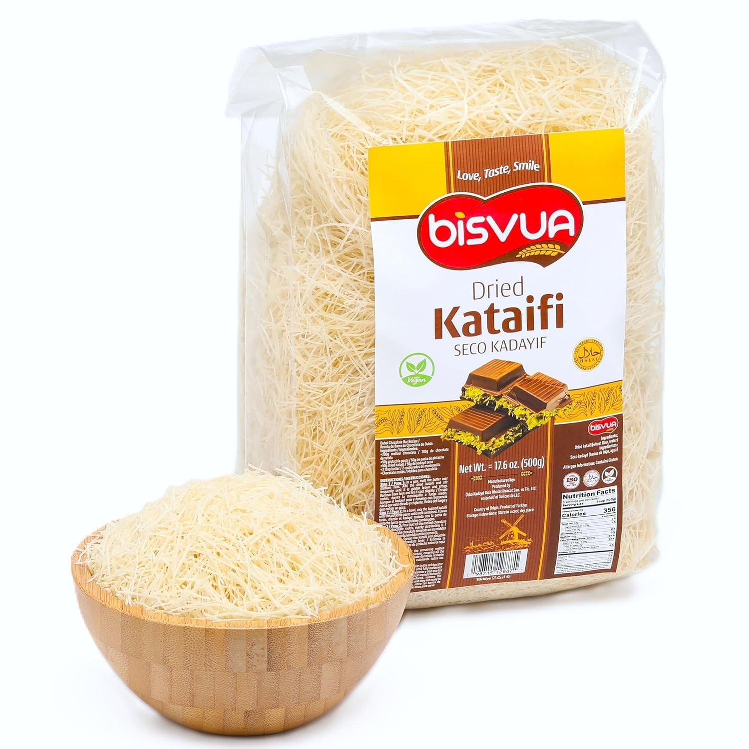 BISVUA Premium Dried Kataifi 500g (17.6 oz) – Perfect for Viral 17.6 Ounce