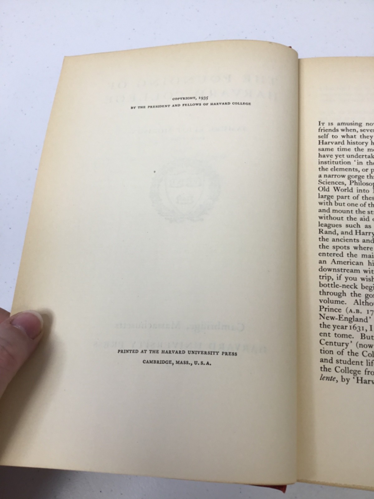 The Founding of Harvard College. Morison. 1935 HCDJ+Mylar, Illustrated