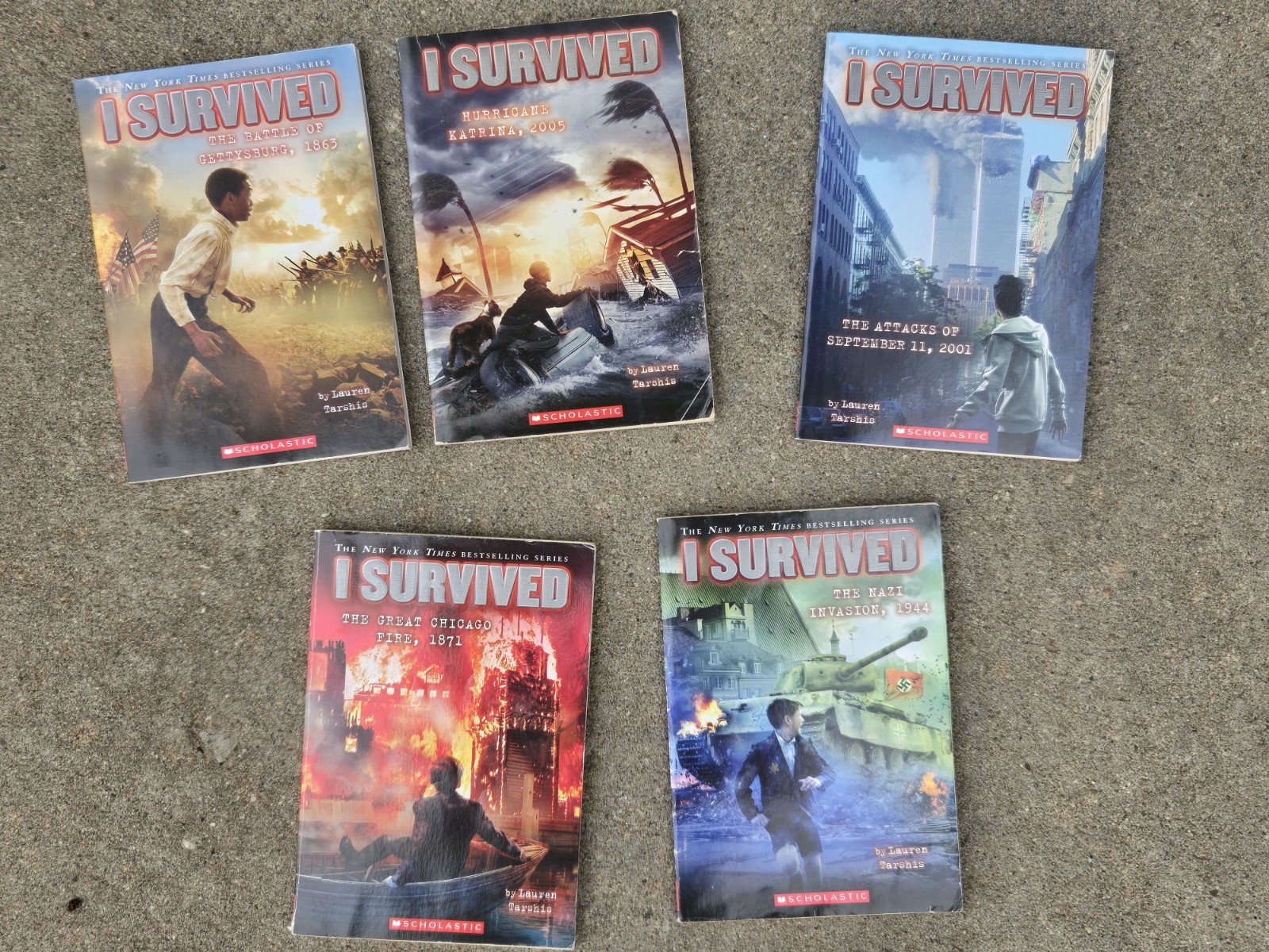 I Survived Paperback Book Lot of 5, Lauren Tarshis, Scholastic, Ages 9-12