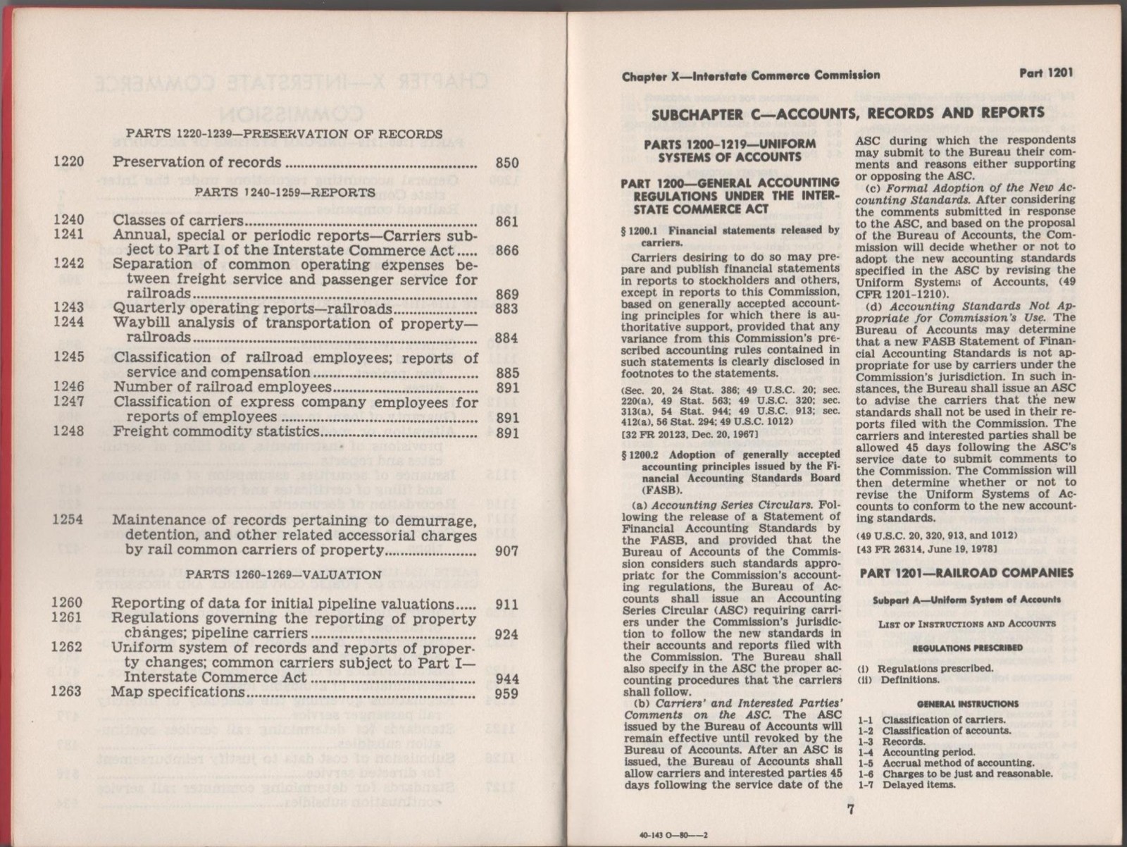 1979 ICC Uniform System of Accounts for Railroads soft cover book -publisher AAR