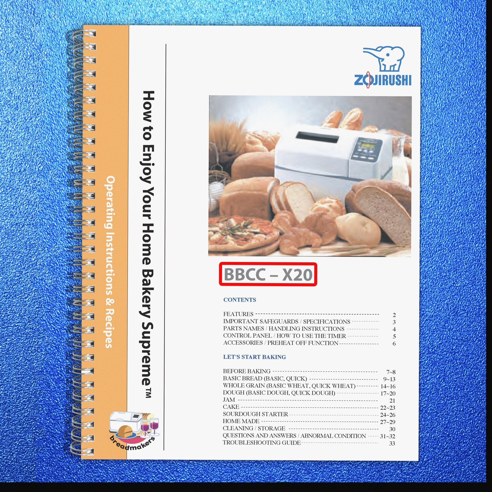 Zojirushi BBCC-X20 Bread Machine Owners Manual User Guide Instruction COLORCOPY