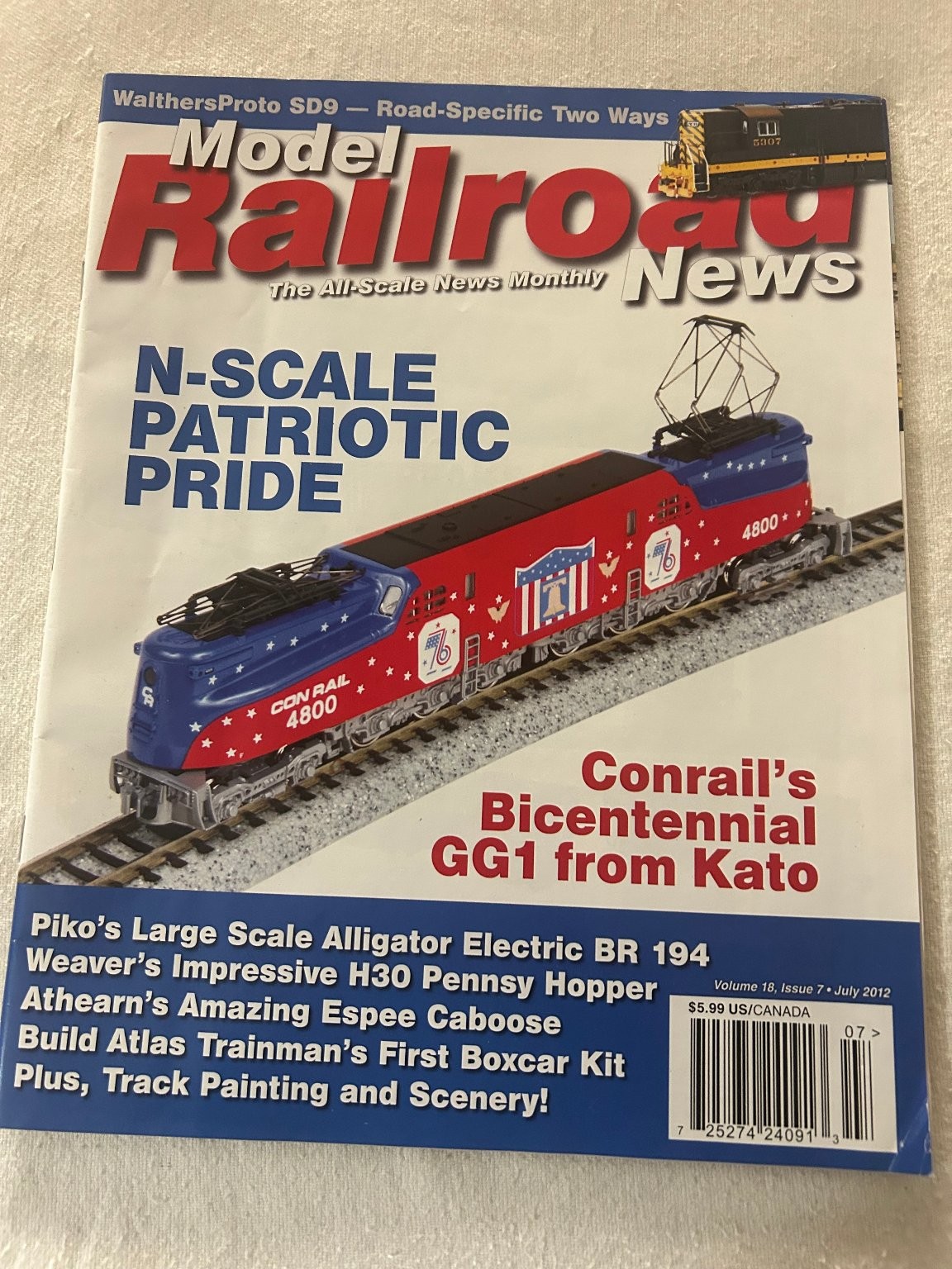 Model Railroad News Magazine July 2012 Vol 18 Issue 7 Conrail Kato GG1 N Scale