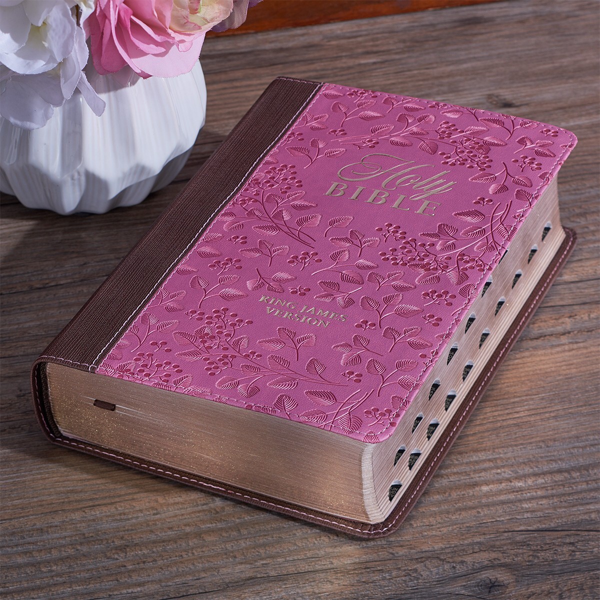 The Holy Bible King James Version Giant Print Brown / Berry Pink Thumb Indexed