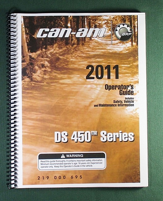 2011 Can-Am DS 450Xxc Owner&rsquo;s Manual: 162 Pages & Protective Covers