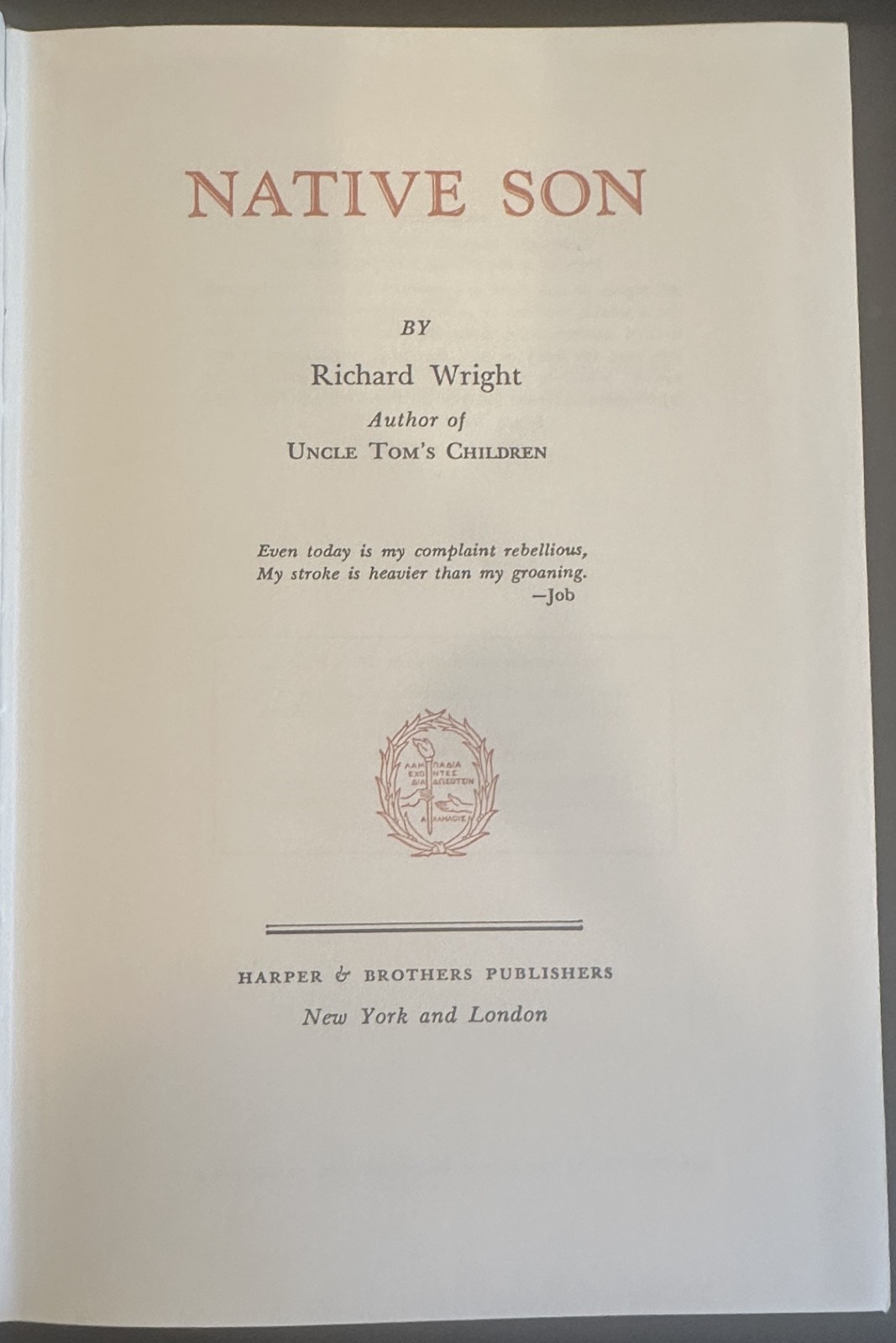 Native Son – Richard Wright First Edition Library HCDJ