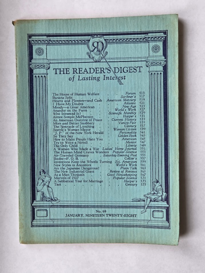 Antique 1928 The Reader&rsquo;s Digest of Lasting Interest Magazine Booklets U Choose