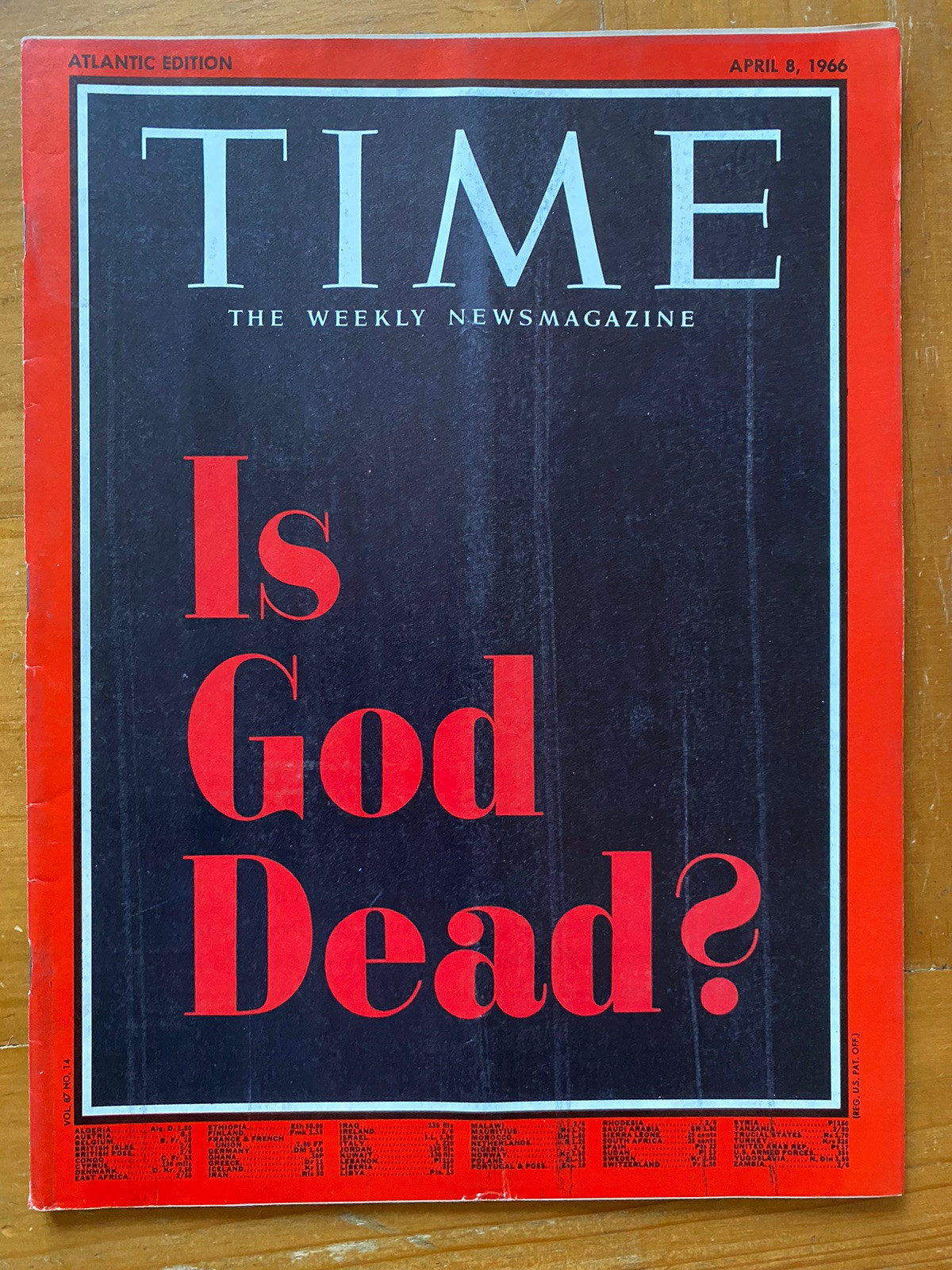 Time Magazine 1966 Is God Dead? Rare Vintage Collectors Rolex NO MAILING LABEL