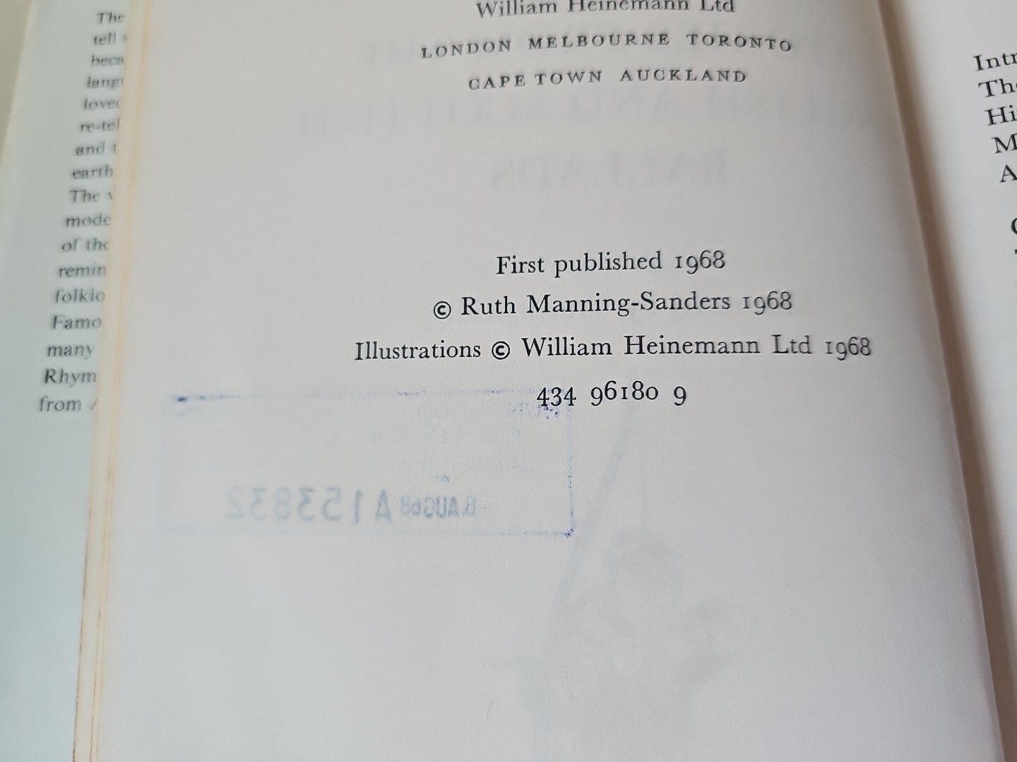 Stories From The English & Scottish Ballads R Manning-Sanders 1968 Ex Library