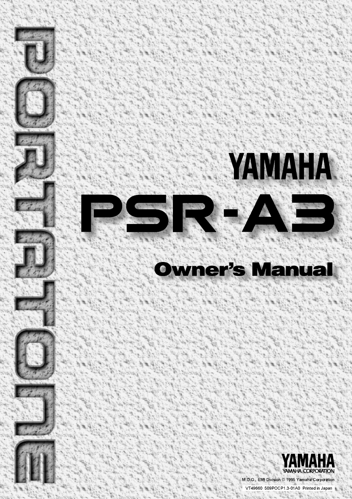 Yamaha PSR-A3 Instruction Manual: 104 Pages & Protective Covers!