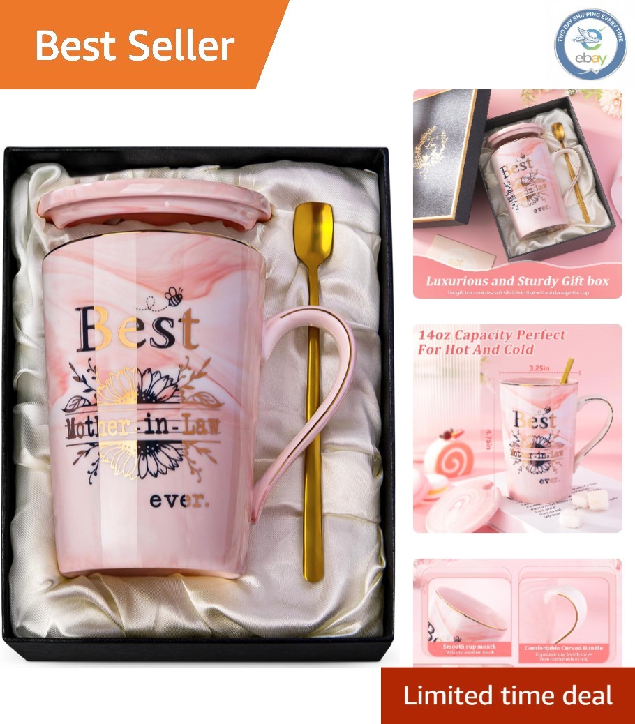 Elegant 14oz Ceramic Coffee Mug with Gold Print – Perfect for Mom&rsquo;s Birthday