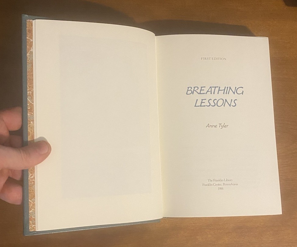 Franklin Library Breathing Lessons – Anne Tyler SIGNED 1st Edition
