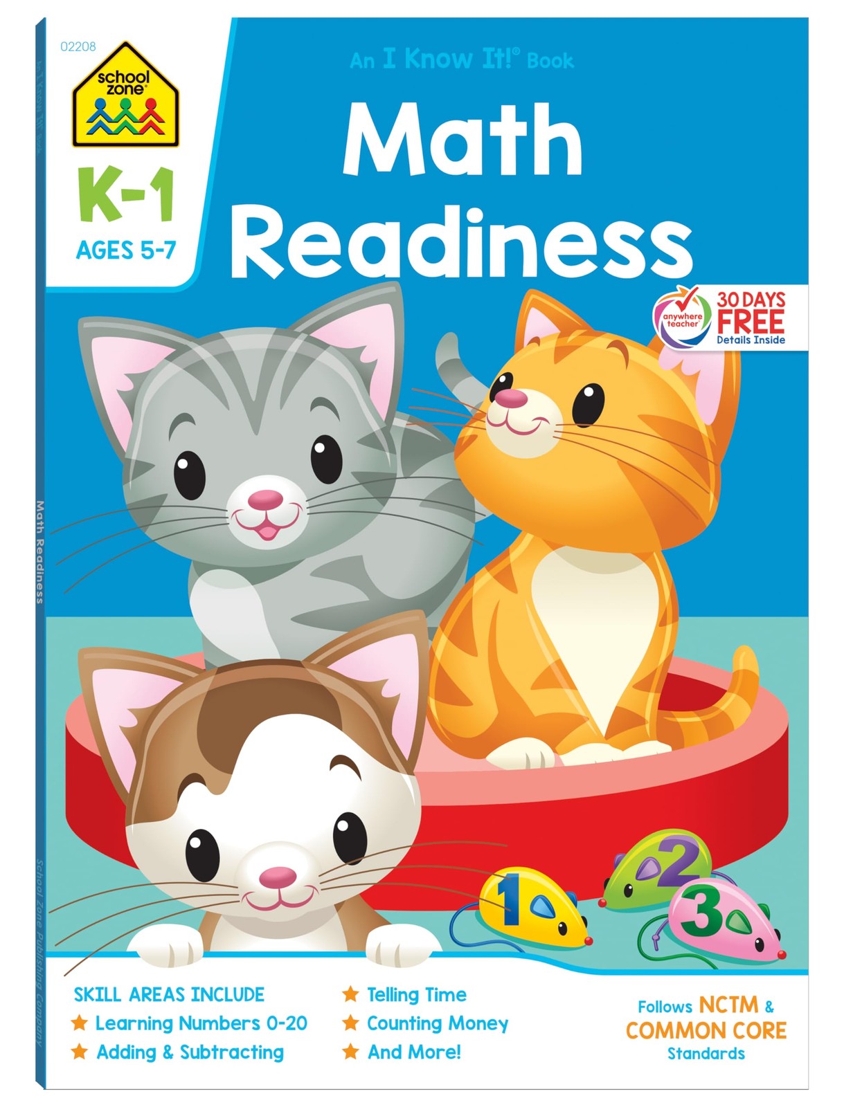 Math Readiness Workbook 64 Pages, Kindergarten, 1st Grade, Telling Time, Coun…