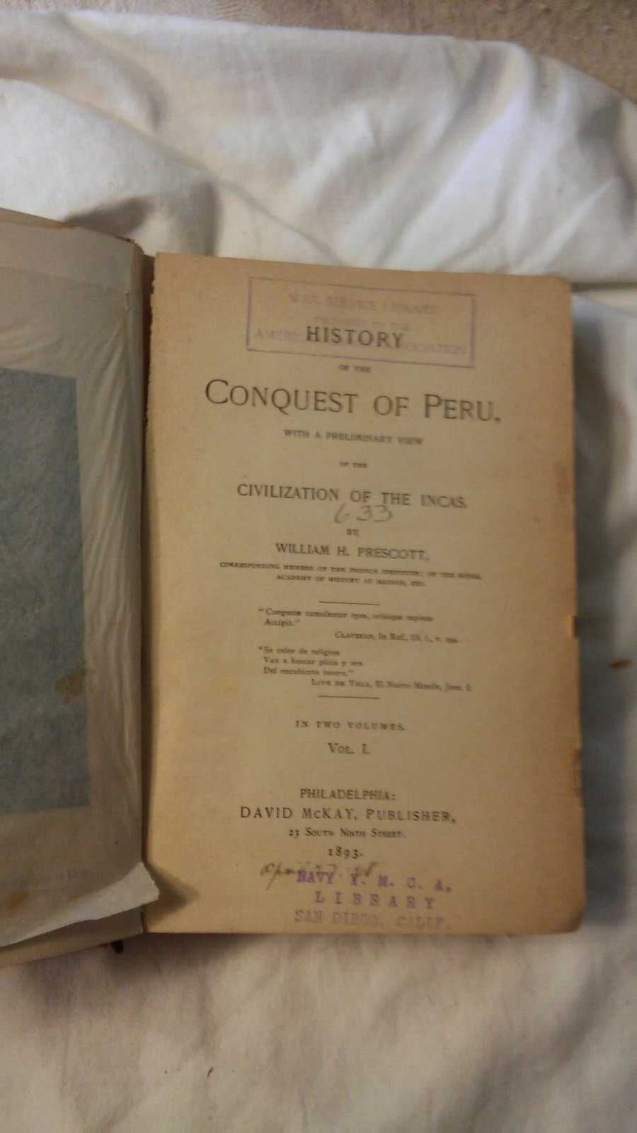 History of the Conquest of Peru civilization of the Incas 1893 #S5